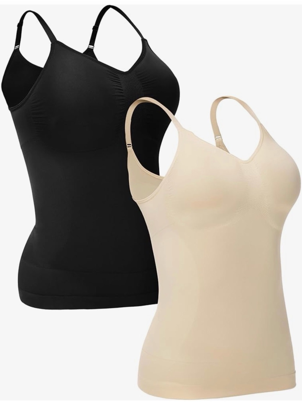 ATTLADY Compression Tank Tops for Women.... - Black & Nude X-Large